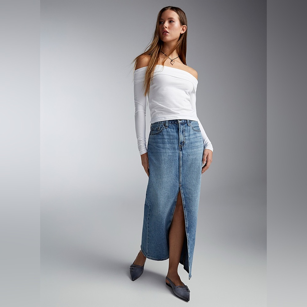 Levi’s Denim Maxi Skirt with Front Slit